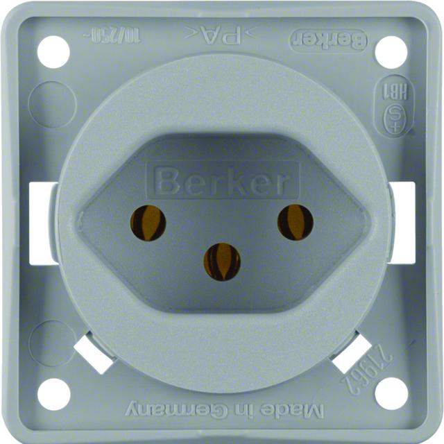 BERKER Integro Flow Gniazdo z uziemieniem Szwajcaria typ 13 szary 962492506 HAGER