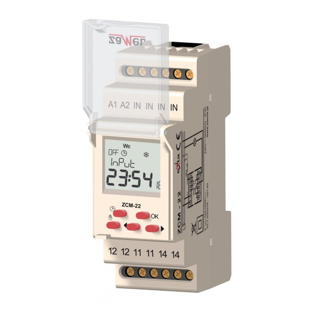 PROGRAMATOR CZASOWY 1-KAN. TYGODNIOWO-ROCZNY 230V AC TYP: ZCM-22