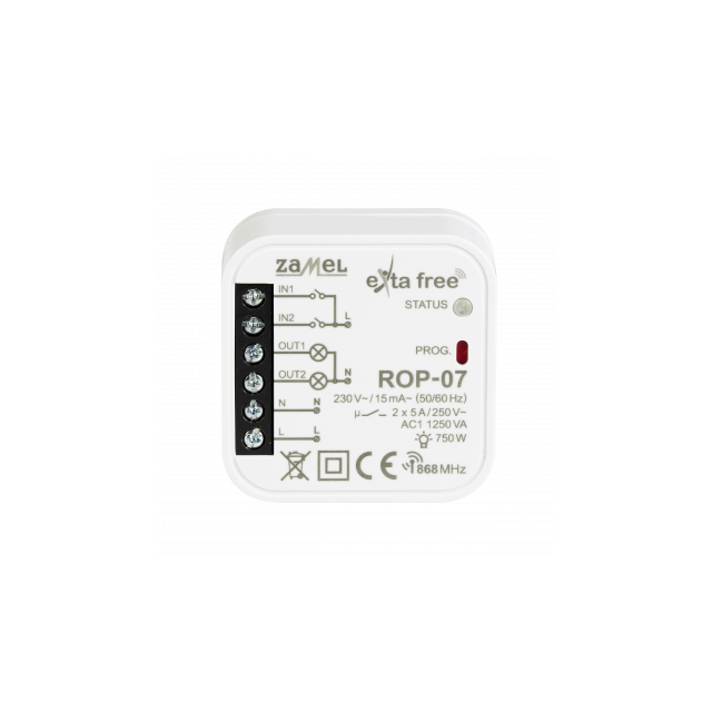 RADIOWY ODBIORNIK DOPUSZKOWY 2-KANAŁOWY DO WSPÓŁPRACY Z ŁĄCZNIKAMI TYP: ROP-07
