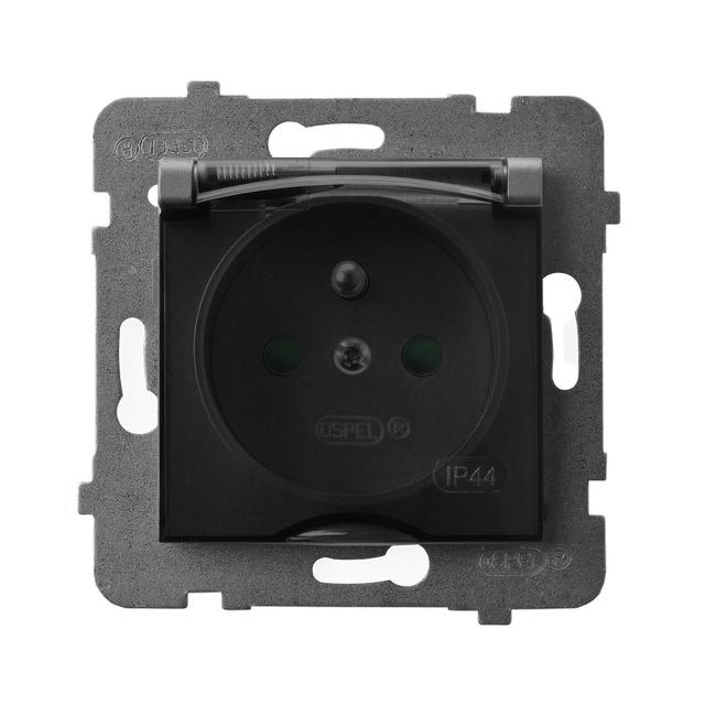 ARIA Gniazdo bryzgoszczelne z uziemieniem IP-44 z przesłonami torów prądowych wieczko przezroczyste