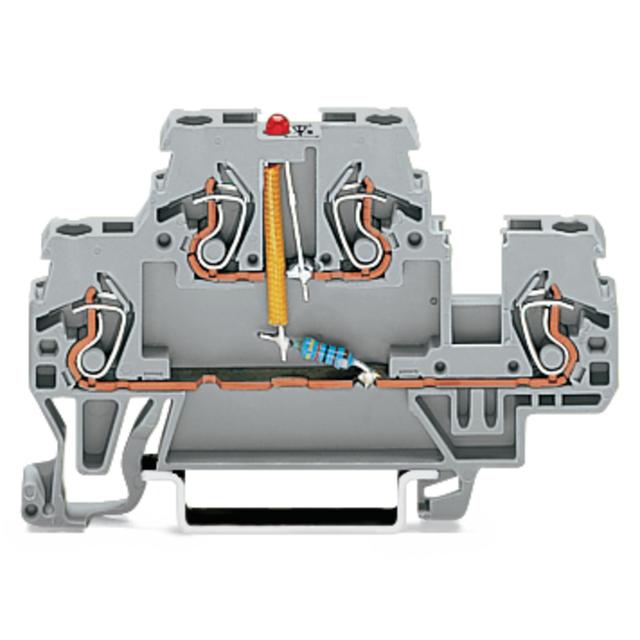 dwupiętrowa złączka z LED 2,5 mm2 szara