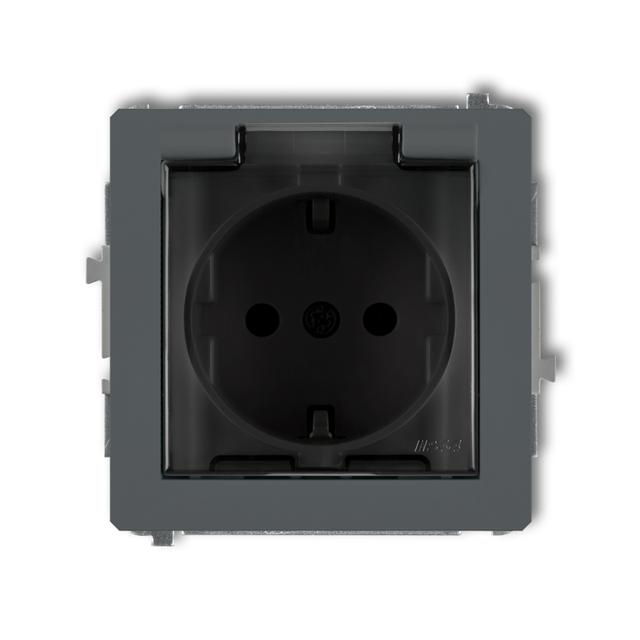 DECO Mechanizm gniazda bryzgoszczelnego z uziemieniem SCHUKO 2P+Z (klapka dymna, przesłony torów prą