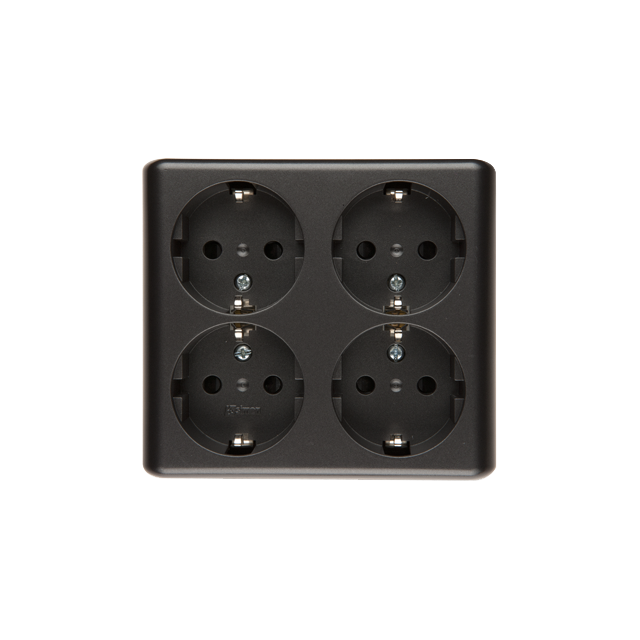 Simon 54 Gniazdo poczwórne Schuko n/t z przesłonami wersja skandynawska 16A z. śrub. antracyt
