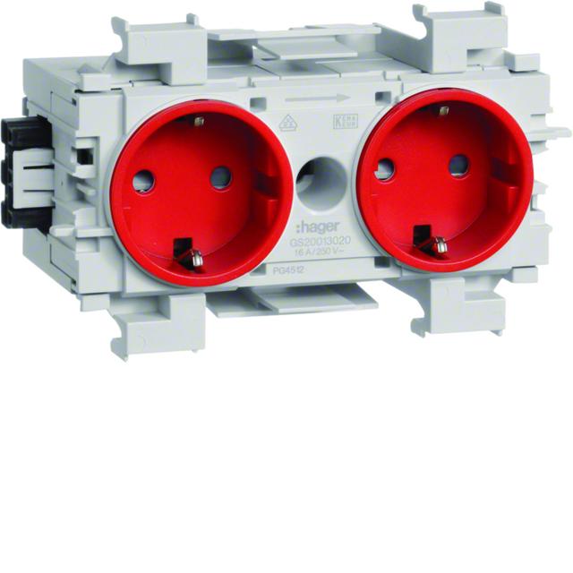 tehalit.WA Gniazdo SCHUKO 2-krotne WAGO montaż krawędziowy czerwony GS20013020 HAGER
