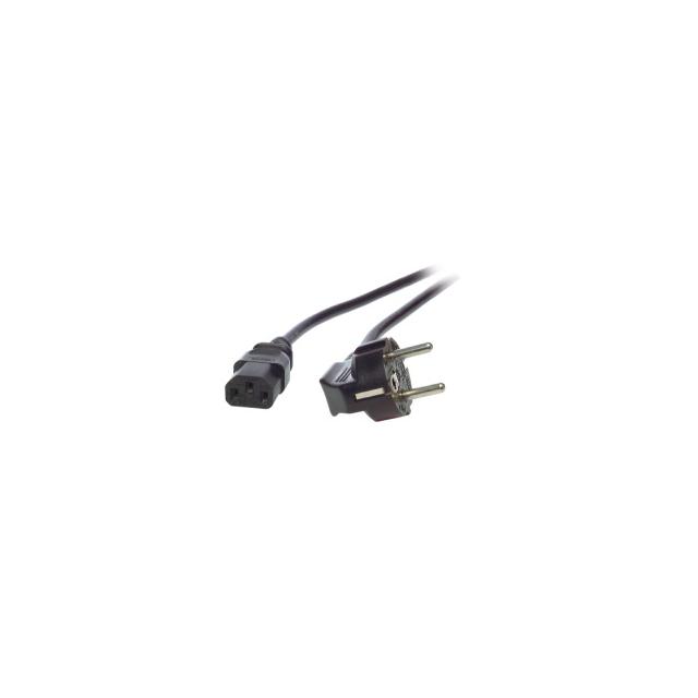 Kabel zasilający Schuko 90° - C13 180° 0,75m czarny