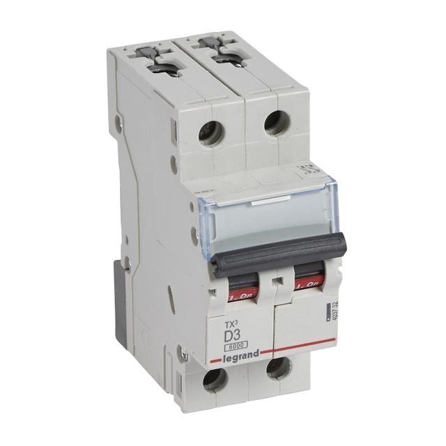 WYŁĄCZNIK NADPRĄDOWY S 302 2P D 3A 6000A SERII TX3, Legrand