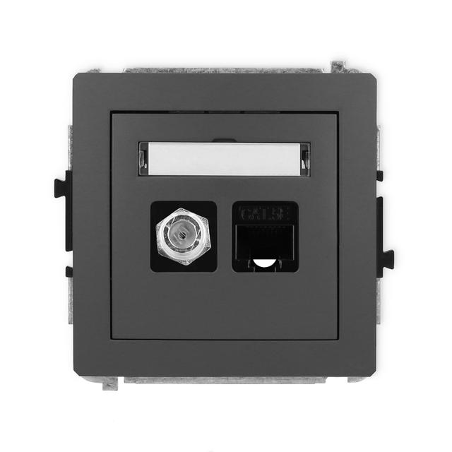 DECO Mechanizm gniazda antenowego poj. typu F (SAT) + gniazda komp. poj. 1xRJ45, kat. 5e, 8-stykowy