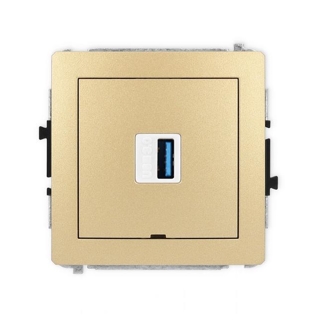 DECO Mechanizm gniazda pojedynczego USB A-A 3.0, bez pola opisowego złoty
