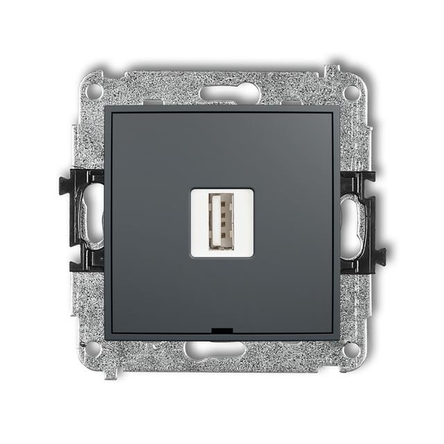 ICON Mechanizm ładowarki USB pojedynczej USB A, 10W max., 5V, 2A, bez pola opisowego grafitowy mat