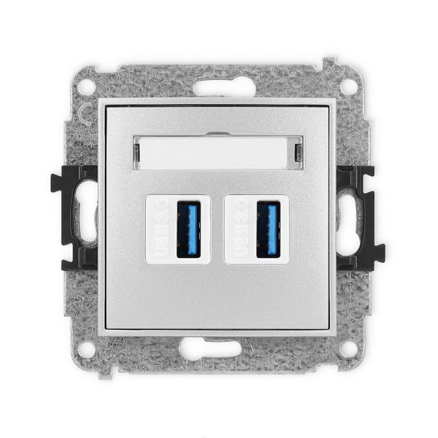 ICON Gniazdo podwójne 2xUSB A-A 3.0 srebrny metalik 7IGUSB-6 KARLIK