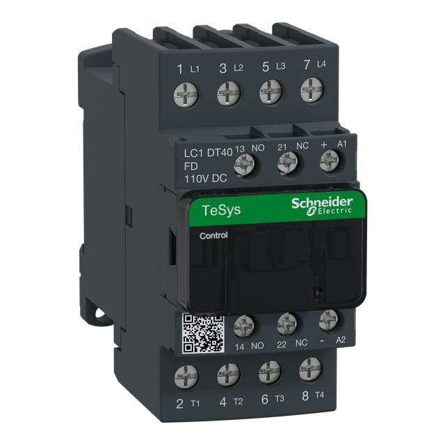Stycznik mocy TeSys D AC1 40A 4P 1NO 1NC cewka 110VDC zaciski skrzynkowe LC1DT40FD Schneider
