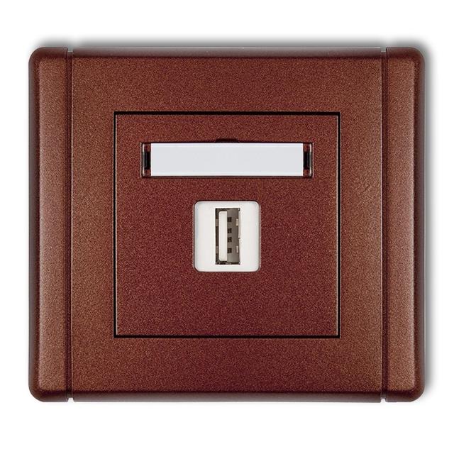 FLEXI Gniazdo pojedyncze USB A-A 3.0 brązowy metalik