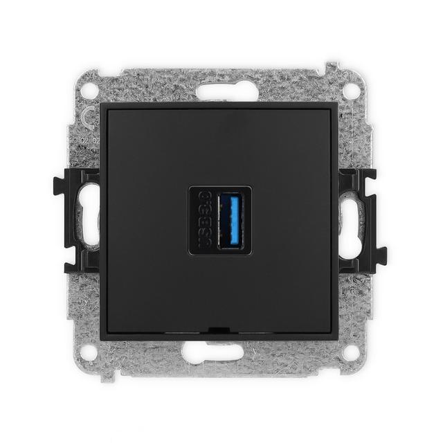 ICON Gniazdo pojedyncze USB A-A 3.0, bez pola opisowego czarny mat 12IGUSBBO-5 KARLIK