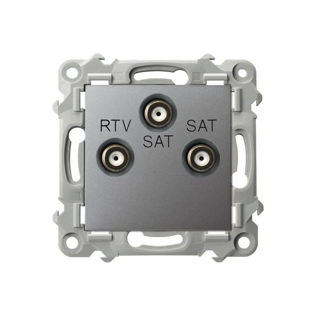 SZAFIR Gniazdo antenowe RTV-SAT z dwoma wyjściami SAT kolor szary mat GPA-Z2S/m/70 OSPEL