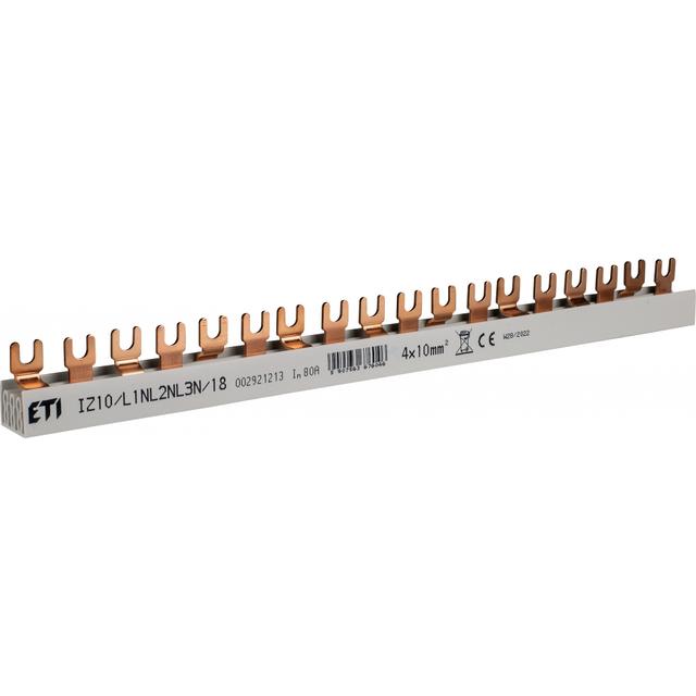Szyna łączeniowa widełkowa 4P 63A 10mm2 (18 mod.) IZ10/L1NL2NL3N/18 002921213 ETI