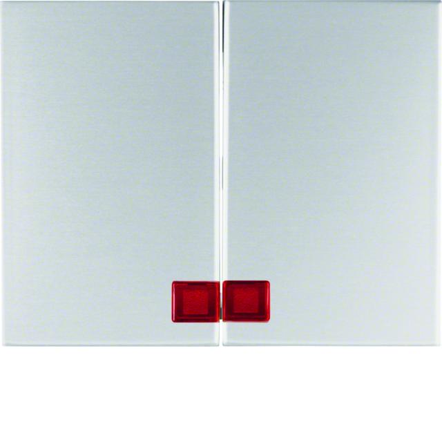 BERKER K.5 Klawisze z czerwoną soczewką do łącznika 2-klawiszowego aluminium 14377003 HAGER