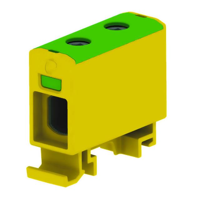 VC05-0047 ,  Złączka szynowa gwintowa AL, CU, 1,5 - 50 mm2, TS 35, 1 tor, 2 otw. zaciskowe, żółto-zi