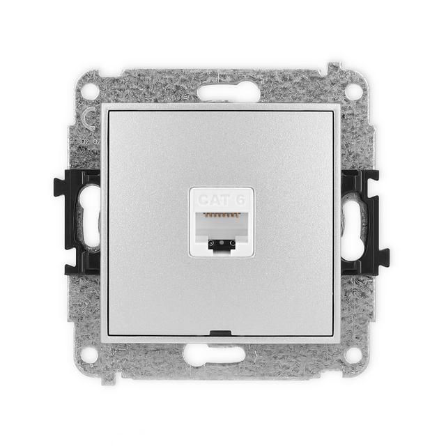 ICON Mechanizm gniazda komputerowego pojedynczego 1xRJ45, kat. 6, 8-stykowy, bez pola opisowego sreb