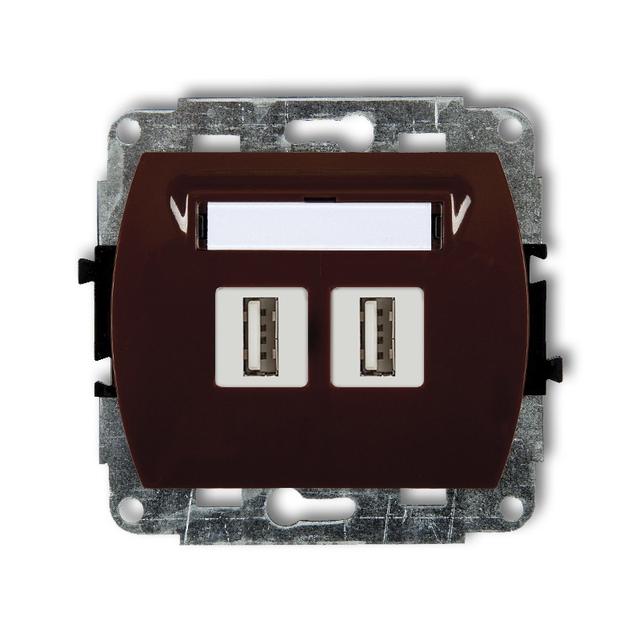 TREND Gniazdo podwójne 2xUSB A-A 2.0 brązowy 4GUSB-2 KARLIK
