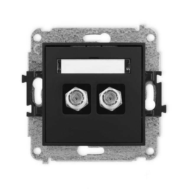 ICON Mechanizm gniazda antenowego podwójnego typu F (SAT) niklowany czarny mat