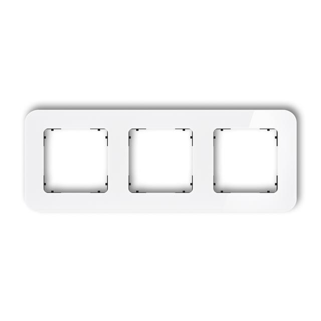 ICON Ramka uniwersalna potrójna zaokrąglona - efekt szkła (ramka: biała; spód: czarny) biały