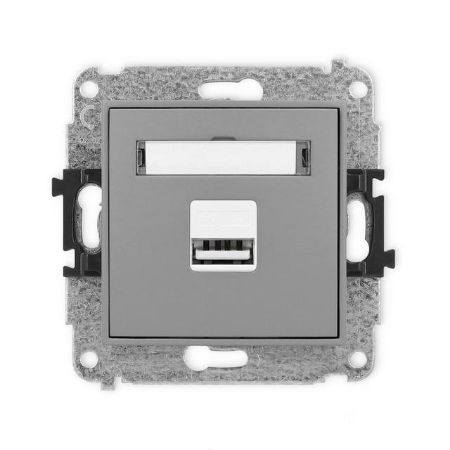 ICON Ładowarka USB pojedyncza USB A, 5W max., 5V, 1A szary mat 27ICUSB-1 KARLIK