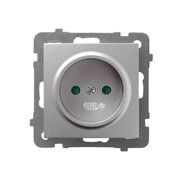 AS Gniazdo pojedyncze z przesłonami torów prądowych - kolor srebro