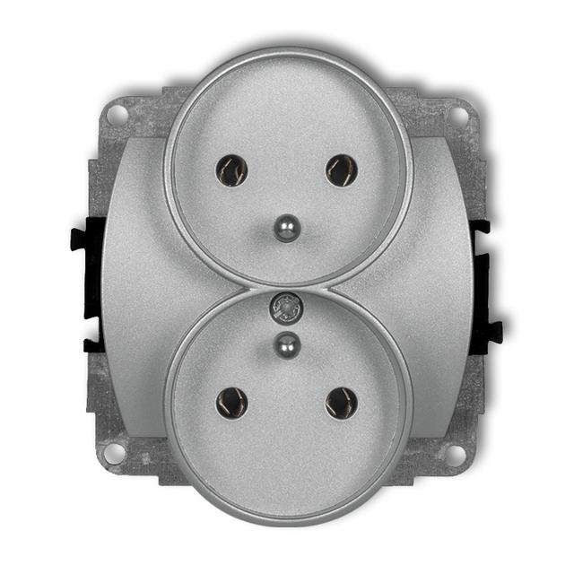 TREND Mechanizm gniazda podwójnego do ramki poziomej z uziemieniem 2x(2P+Z) (przesłony torów prądowy