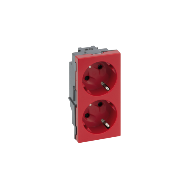 Simon Connect Gniazdo podwójne S500 Schuko 2x230V 16A bez sygnalizacji śrubowe czerwony 50000472-037 KONTAKT