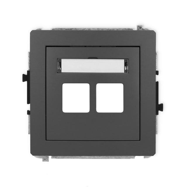 DECO Mechanizm gniazda multimedialnego podwójnego bez modułu (standard Keystone) grafitowy mat
