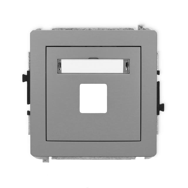 DECO Mechanizm gniazda multimedialnego pojedynczego bez modułu (standard Keystone) szary mat