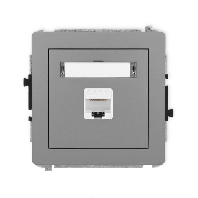 DECO Mechanizm gniazda komputerowego pojedynczego 1xRJ45, kat. 6, 8-stykowy szary mat