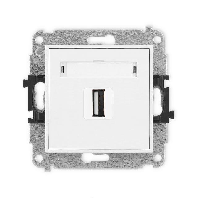MINI Gniazdo pojedyncze USB A-A 2.0 biały mat 25MGUSB-1 KARLIK
