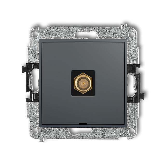 MINI Mechanizm gniazda antenowego pojedynczego typu F (SAT) pozłacany, bez pola opisowego grafitowy