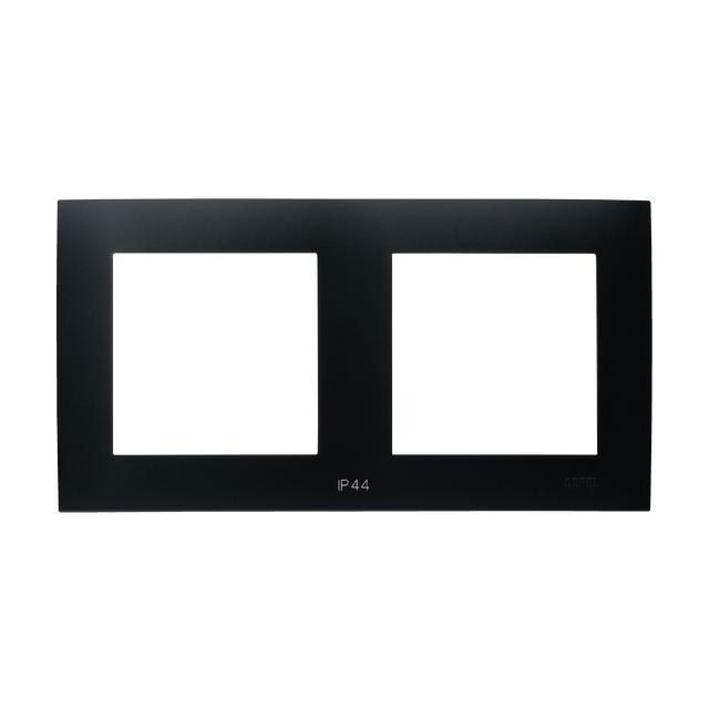 SZAFIR Ramka podwójna do łączników IP-44 - kolor czarny metalik