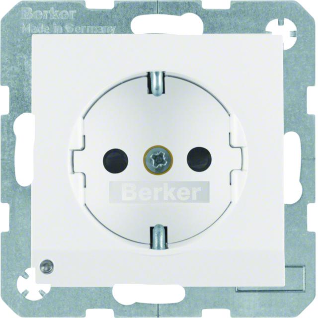B.3/B.7 Gniazdo SCHUKO z uz. z podświetleniem orientacyjnym LED, biały 41091909 HAGER
