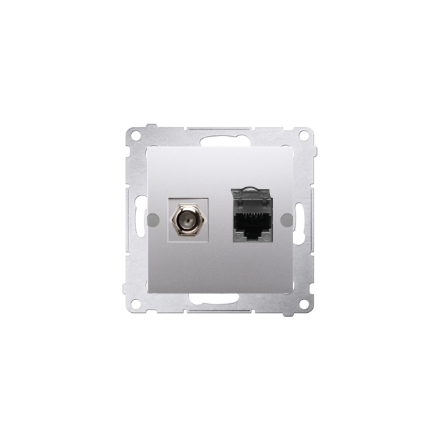 Simon 54 Gniazdo antenowe typu +RJ45 kat.6 srebrny mat