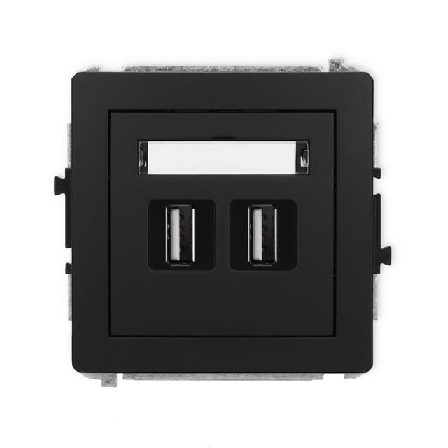 DECO Gniazdo podwójne 2xUSB A-A 2.0 czarny mat 12DGUSB-2 KARLIK