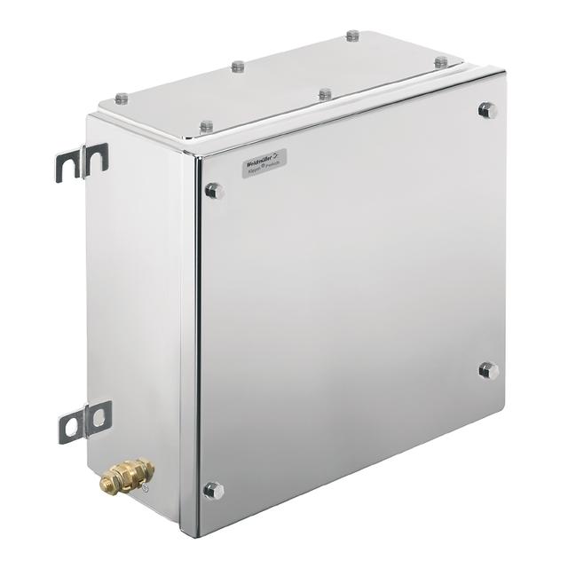 KTB FS 303015 S4E4 Metalowa obudowa iskrobezpieczna, 306 x 306 x 150 mm, element polerowany elektrolitycznie, Płytka kołnierzowa: Tak, na dole, u góry, z lewej strony, z /1szt./ 1195840000 WEIDMÜLLER
