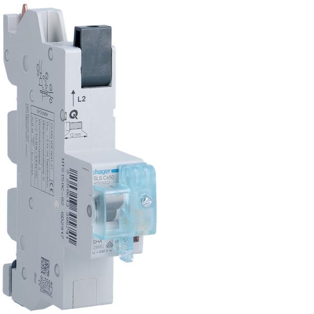 MCB SLS Wyłącznik nadprądowy selektywny 1P L1 Cs 50 A szyny Cu 40-12x5/10mm HTS150C1 HAGER