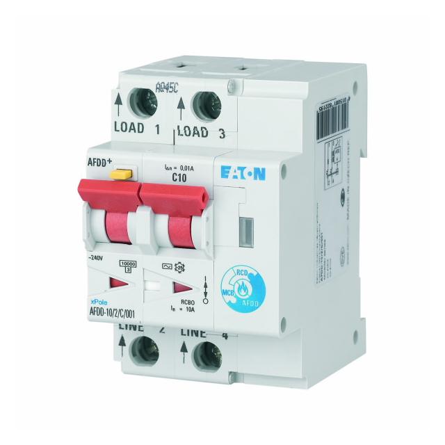 AFDD-10/2/B/003 Przeciwpożarowy detektor iskrzenia 10kA B10A 2P 30mA typ AC 187167 EATON