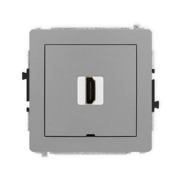 DECO Mechanizm gniazda pojedynczego HDMI 2.0, bez pola opisowego szary mat