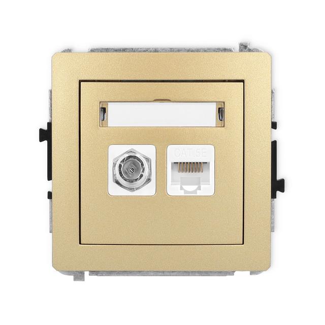 DECO Mechanizm gniazda antenowego poj. typu F (SAT) + gniazda komp. poj. 1xRJ45, kat. 5e, 8-stykowy