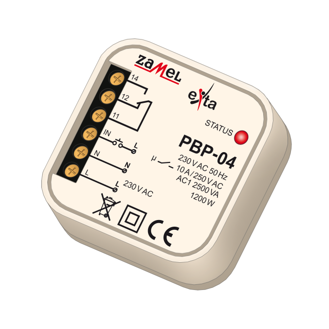 PRZEKAŹNIK BISTABILNY UNIWERSALNY DOPUSZKOWY 230 V AC, 10A TYP: PBP-04