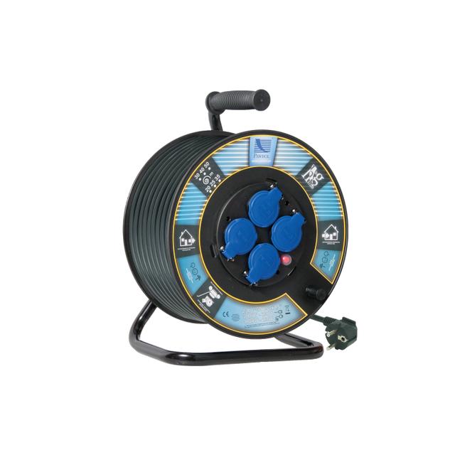 Przedłużacz zwijany na bębnie PB H05VV-F 3x1,5 - 30m, 4xGZ16A (250V), IP44 biały 1116-300I-30 B.1116-300I-30 PAWBOL