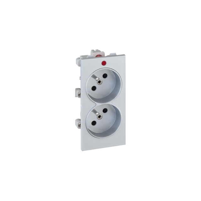 Simon Connect Gniazdo podwójne CIMA z uziemieniem 2x230V 16A aluminium S2/8 KONTAKT