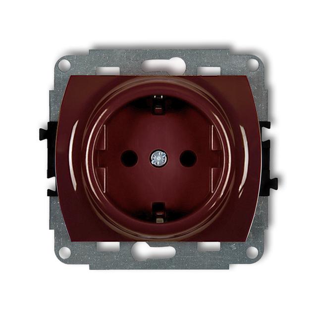 TREND Mechanizm gniazda pojedynczego z uziemieniem SCHUKO 2P+Z (przesłony torów prądowych) brązowy