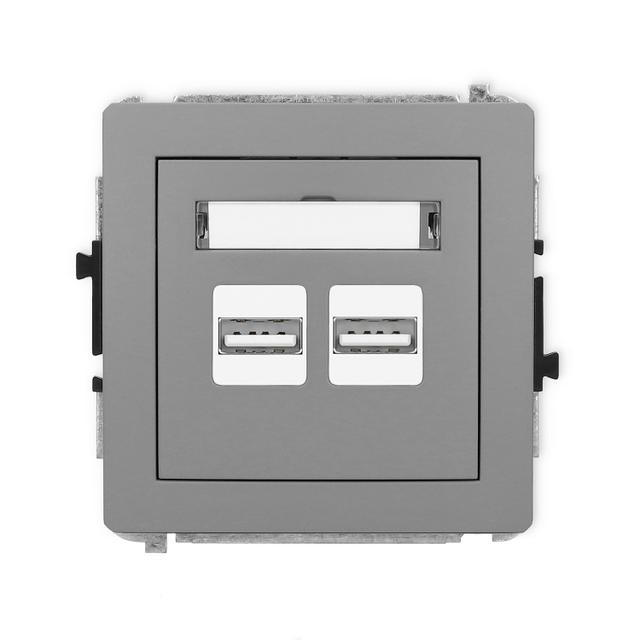 DECO Ładowarka USB podwójna 2xUSB A, 15,5W max., 5V, 3.1A szary mat 27DCUSB-6 KARLIK
