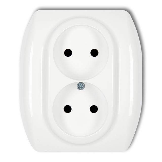 TREND Gniazdo podwójne bez uziemienia 2x2P (przesłony torów prądowych) biały
