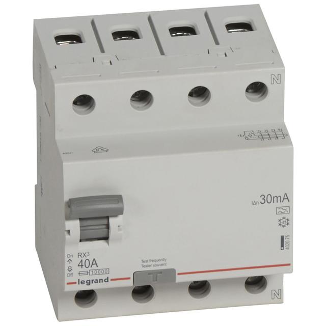 Wyłącznik różnicowoprądowy RX3 4P 40A 30mA typ A 402075 LEGRAND